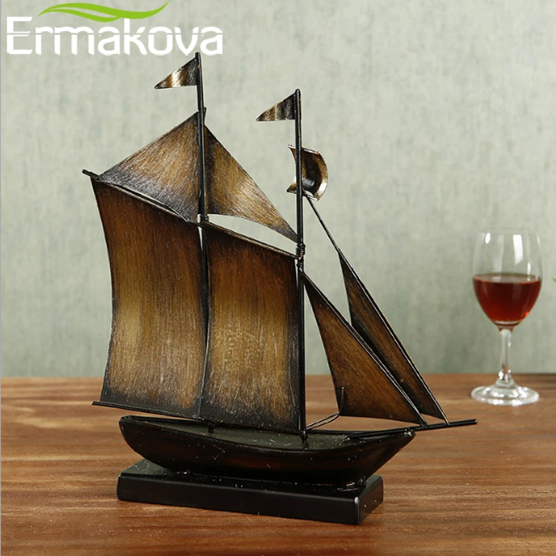 ERMAKOVA Ретро металлический корабль модель лодка фигурка парусник миниатюрный
