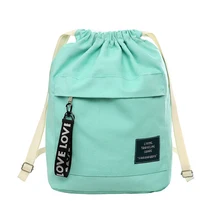 8PCS / LOT Women Canvas Drawstring Backpack Bag Portable Casual Women Travel Backpack Portable Pouch