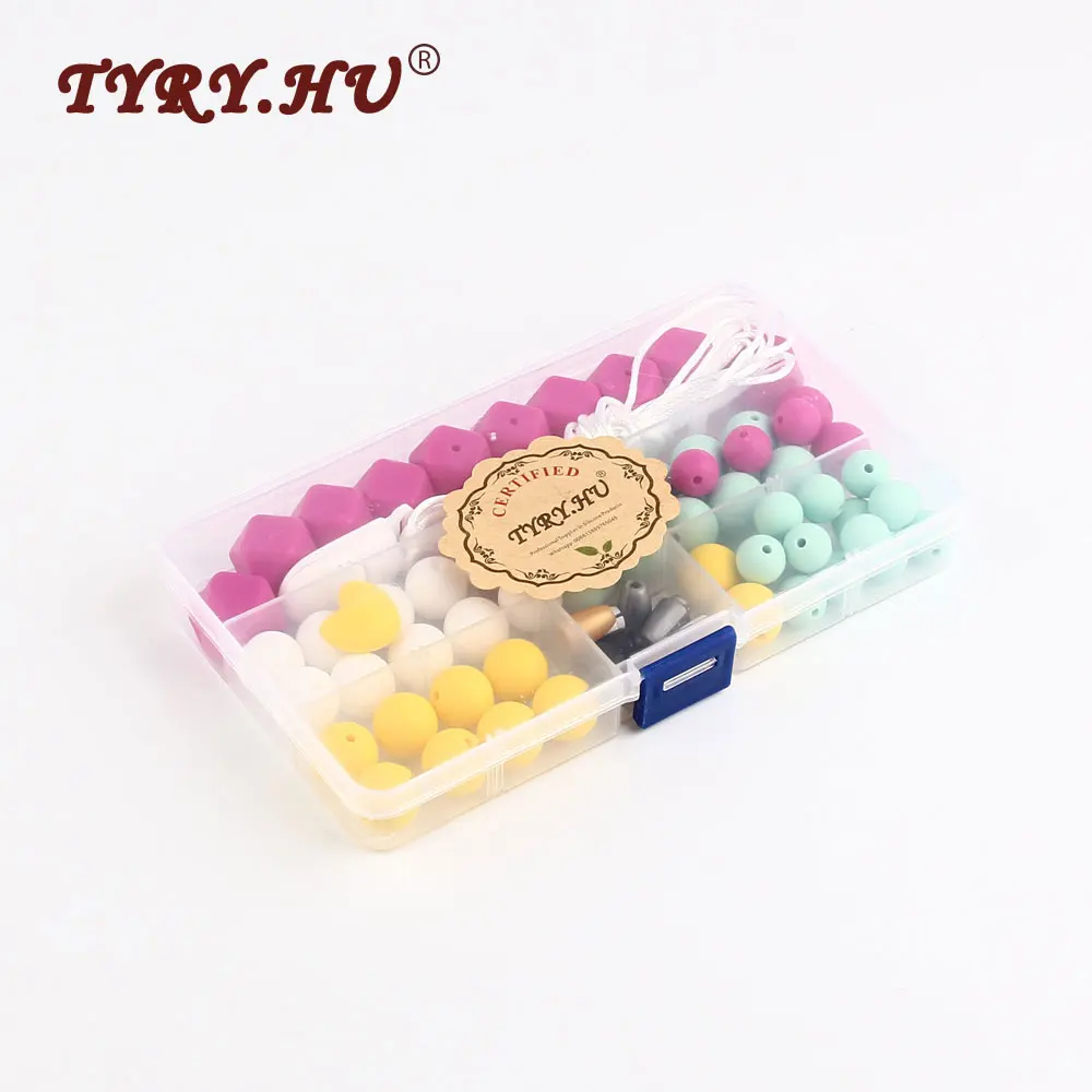 

TYRY.HU Round Shape Silicone Set Teething Beads For Baby Teether Nursing Necklace Food Grade Jewelry Chew Beads DIY Combination