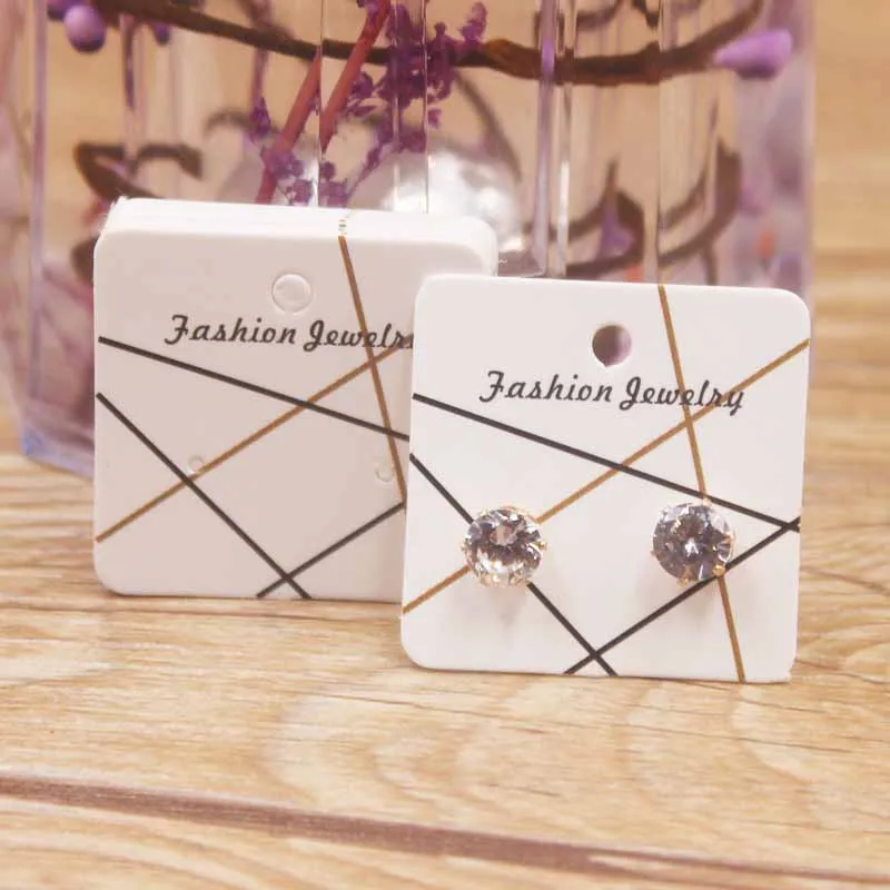 100pcs 3x3cm White Paper with Colorful Jewelry Display Earring Stud