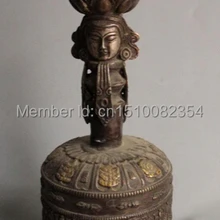 1" Тибетский Буддийский Ритуал Медь Свинка 8 Благоприятный Символ Дордже Ваджра Белл