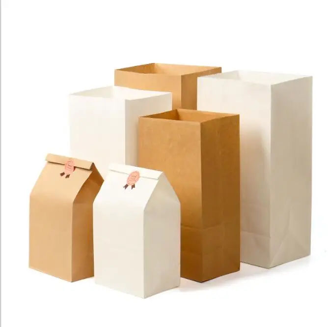 

100pcs Kraft Paper Bag Brown Party Wedding Favors Handmade Bread Cookies Gift Bags Biscuits Packaging Wrapping Supplies