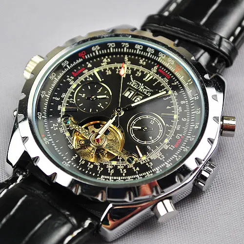 

New Discoloration Army Military Style Tourbillon Mens Automatic Mechanical Watch freeship