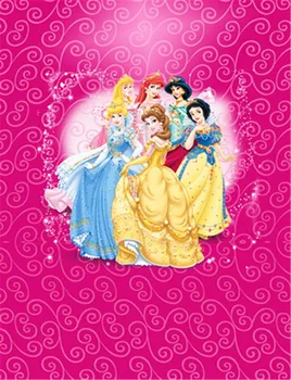 

TR Photography Backdrop Newborn Pink Damask Wall with Cartoon Princess Backdrops for Kids Birthday Custom Backgrounds Studio