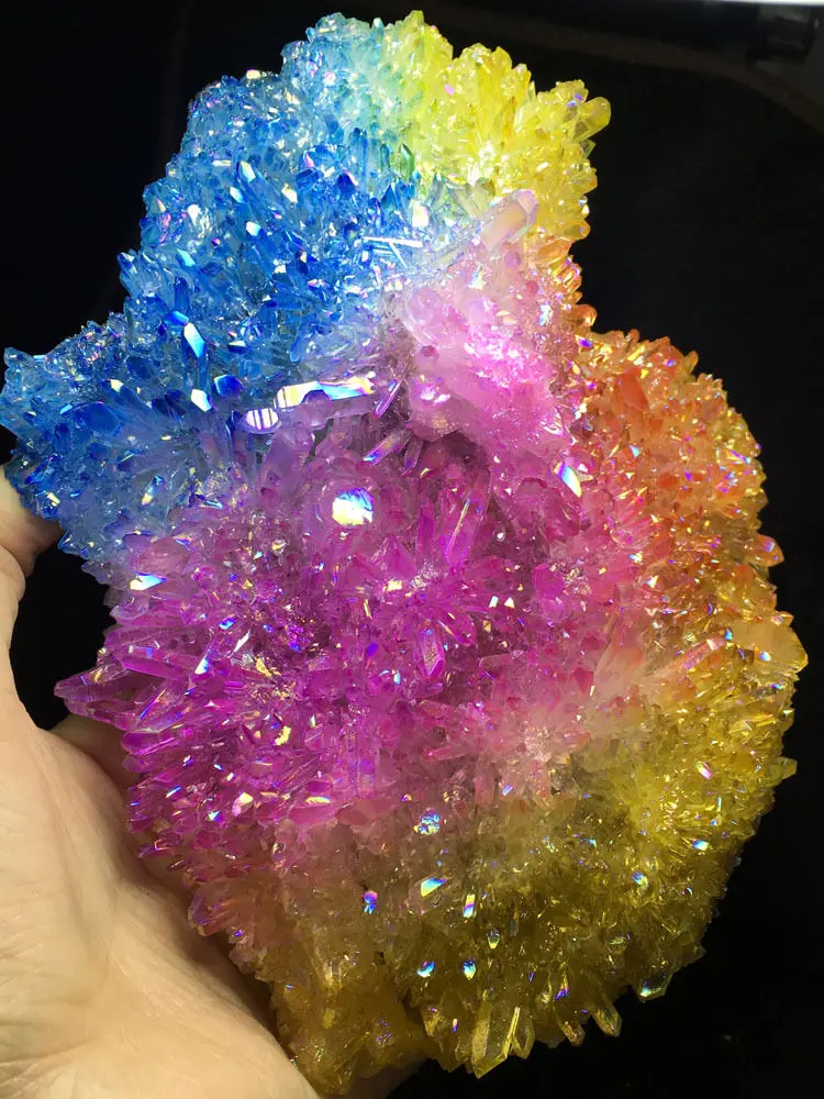 

1064g More Colour Aura Quartz Crystal Titanium Bismuth Silicon Cluster Rainbow crystal glass