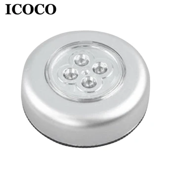 

ICOCO 4 LED Touch Control Night Light Round Lamp Under Cabinet Closet Push Stick On Lamp Home Kitchen Bedroom Automobile Sale