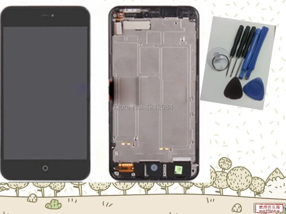 For Meizu MX2 Touch Screen Panel digitizer LCD Display assembly frame open tools Black Color free