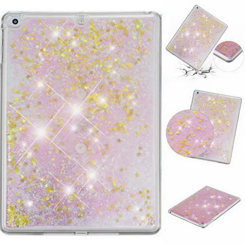Чехол для планшета, для iPad Air, TPU, PC, зыбучие пески, динамический, жидкий, блестящий чехол, для iPad 9,7,, для iPad Air 2, противоударный чехол для воздуха - Цвет: Pink gold