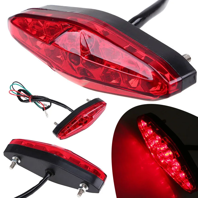 Universal 15LED Motorcycle Rear Light Moto Tail Brake Lights Indicator Lamp For ATV Quad Kart Universal Cafe Racer Red