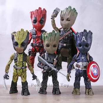 

Tree Man Cosplay Deadpool Wolverine Captain America Super Heros Action Figure Marvel PVC Collection Model Toy
