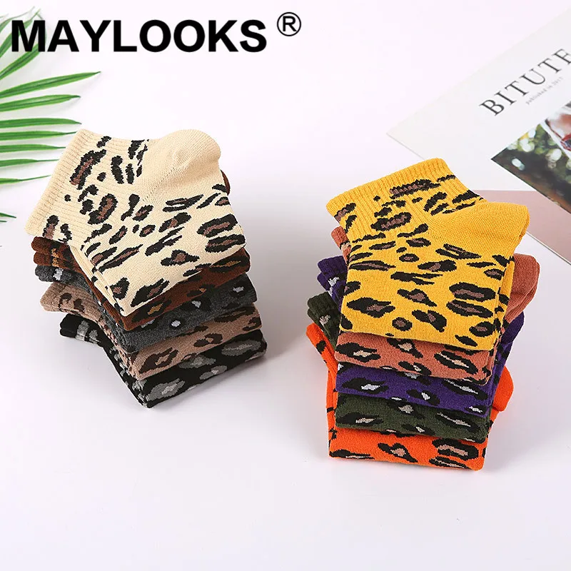 Maylooks Новый леопардовый принт женские хлопковые модные носки следки невидимки