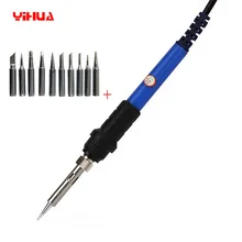 60 Вт 220 В/110 в ЕС Электрический паяльник с регулируемой температурой YIHUA947+ 10 шт. железных наконечников