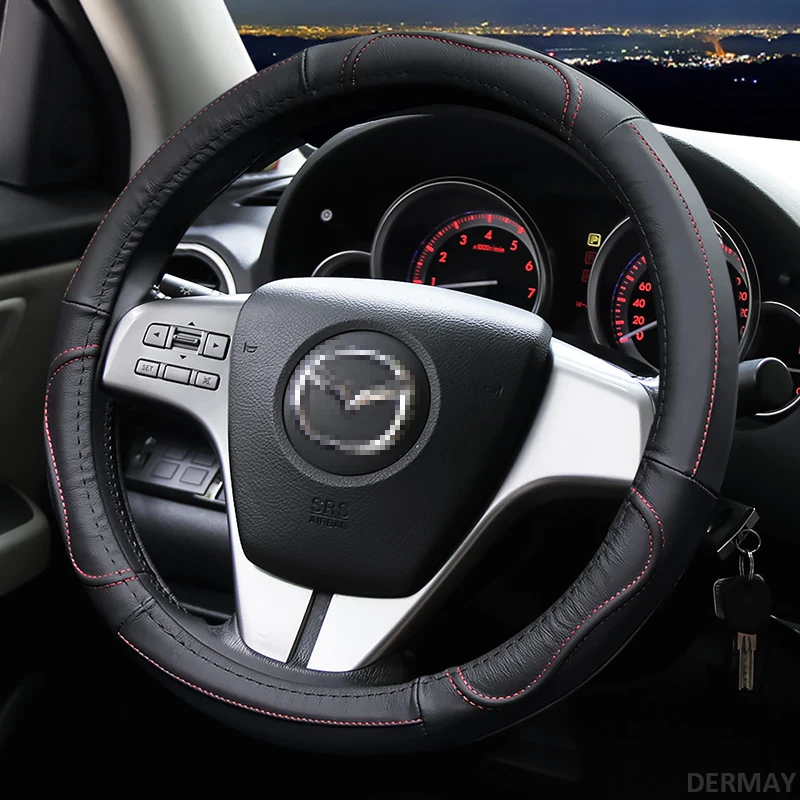 Кожаный чехол рулевого колеса автомобиля чехол для Mazda 2 3 Mazda 6 Axela Atenza CX-3 CX-5 CX5 CX-7 CX-9 аксессуары