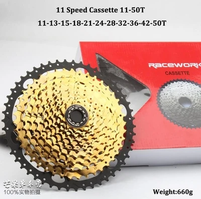 RACEWORK 11-42 11-46; 11-50 т 11-52T 10/11/12 Скорость горы mtb велосипед Кассетный Маховик - Цвет: 11s 11-50T gold