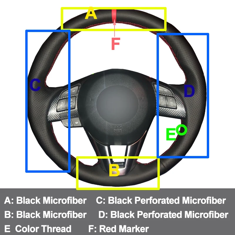 DIY чехол рулевого колеса автомобиля для Mazda 3 Axela 2013- для Mazda 6 Atenza- для Mazda 2- Funda Volante