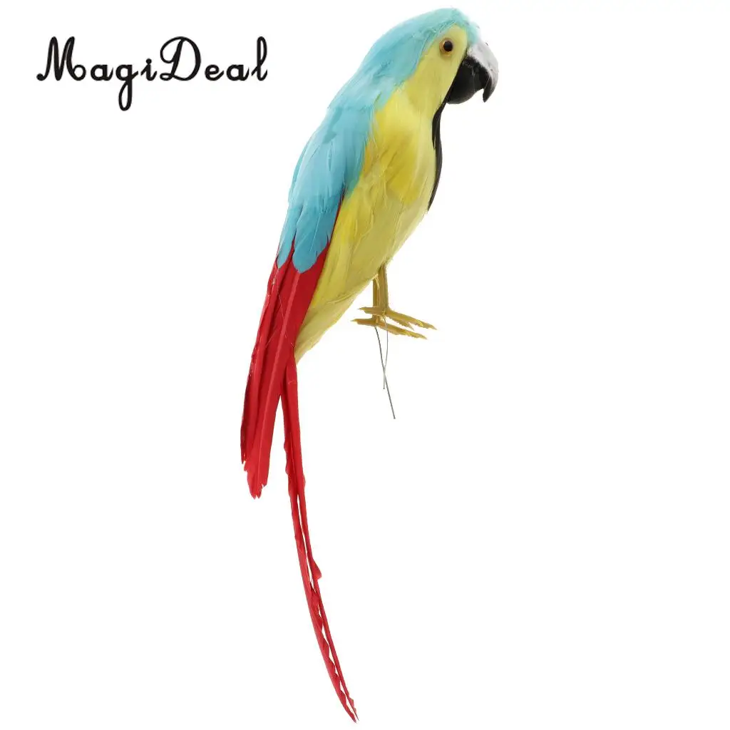 12'' / 30cm Decorative Feather Parrot Model Artificial Bird Statue Macaw Figurine Fancy Dress Props Garden Lwan Tree Decor