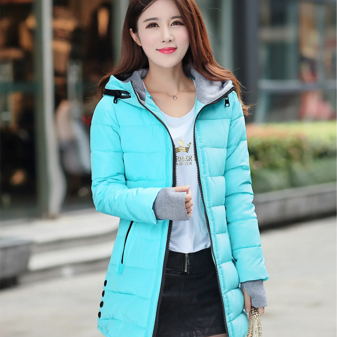 Ladies Autumn Winter Jacket Women Down Parkas Long Female Causal Hooded Zipper Black Jacket Coat Outwear chaqueta mujer