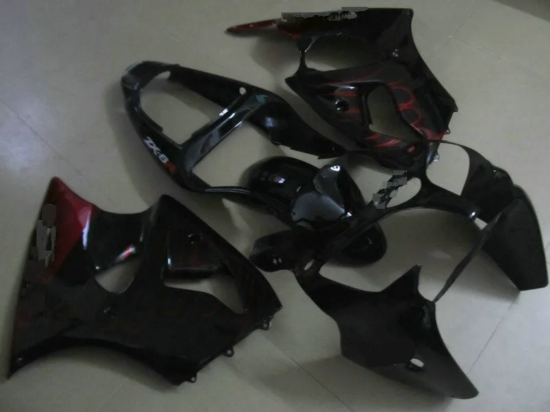 

Injection mold Fairing kit for KAWASAKI Ninja ZX6R 00 01 02 ZX 6R 2000 2001 2002 ABS Red flames black Fairings set+gifts KD37