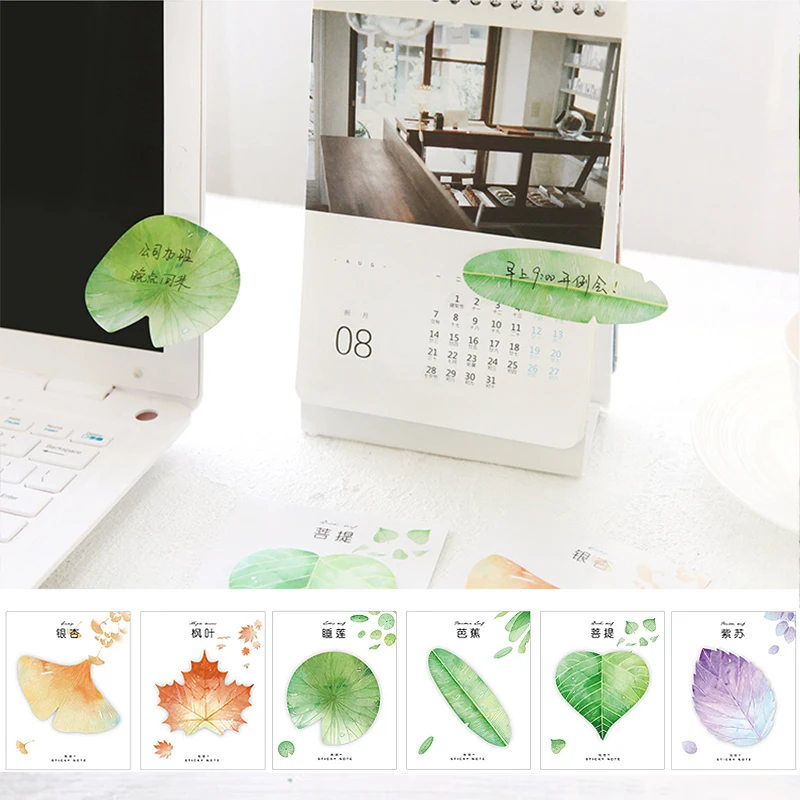 

Hot Natural Plant Leaf Sticky Note Memo Pad Note Office Planner Sticker Paper Korean Stationery School Supplies