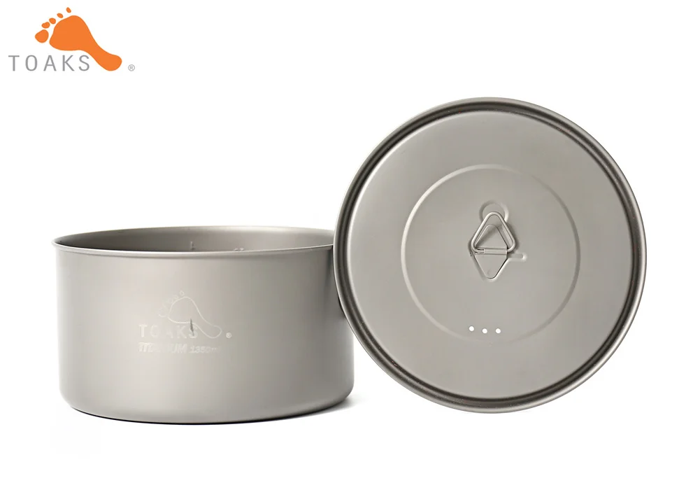 TOAKS POT-1350 Pure Titanium Cookware que acampa al aire libre ollas, se puede utilizar como una copas, cuencos y ollas 1350 ml 148G
