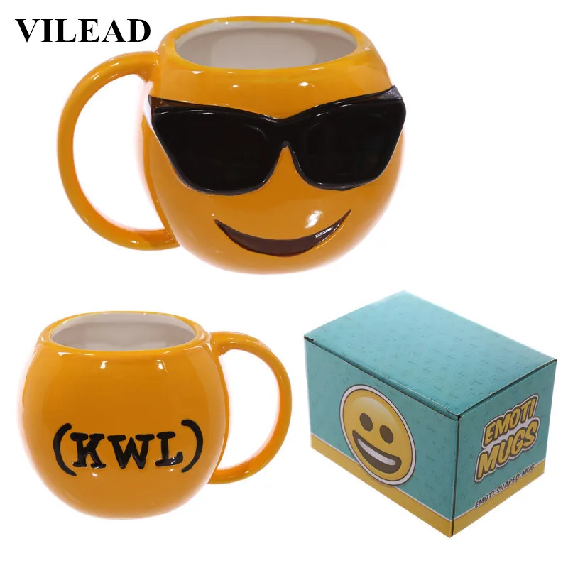 

VILEAD Funny QQ Emotion Ceramic Mug Cute Smiley Porcelain Poop Handgrip Coffee Mug Milk Mug Cartoon Water Cup Office Drinkware