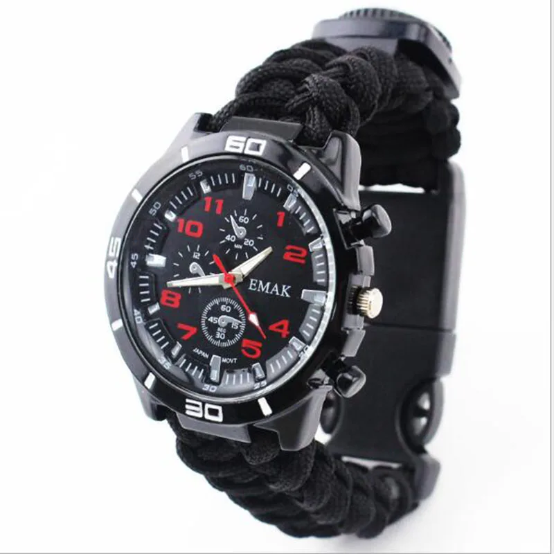 

Outdoor Watch Men Women Camping Survival Tool Multi-functional Tools Compass Thermometer Rescue Paracord Outdoor Watches for Men