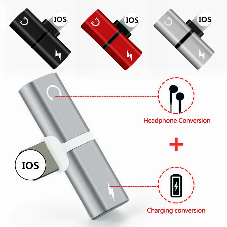 

2 in1 Lighting Adapter Fast Charging Charger For iPhone X /7 8 Plus USB Cable Headphone Jack Audio Converter Splitter for IOS 12