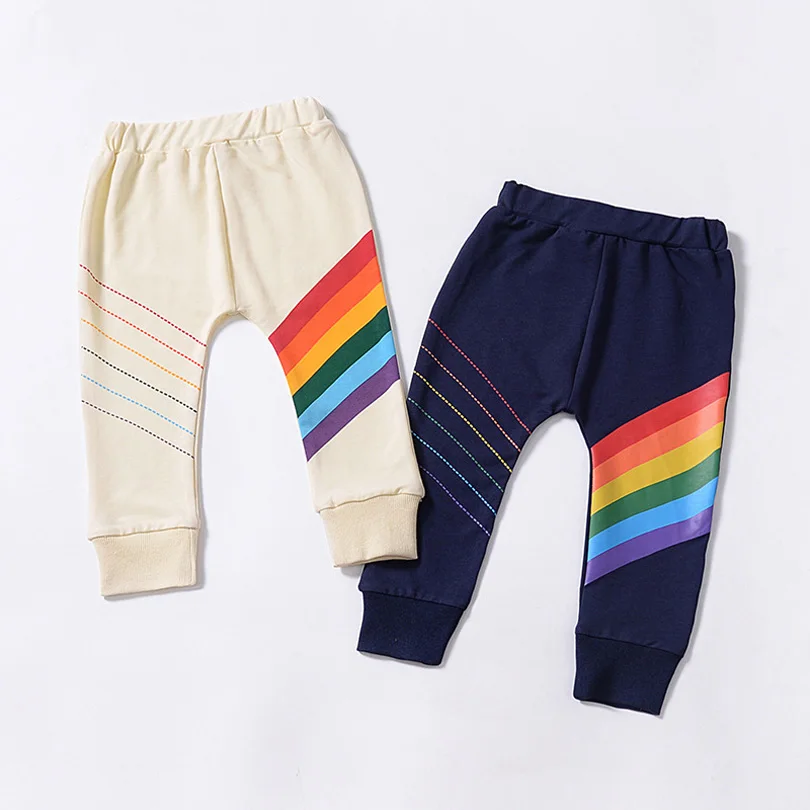 

Cotton Rainbow Printed Trousers Children's Pants Boys and Girls Elastic Waist Pants Autumn Spring Kids Clothing Sweatpants
