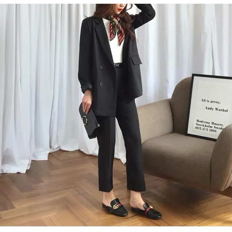 

2 piece set women Spring and Autumn Fashion Temperament Solid Color British Wind Office Ms. Business OL Professional Set