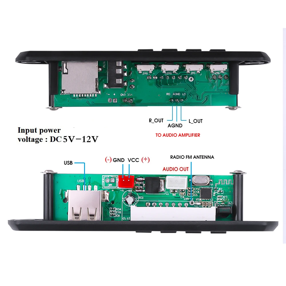 Беспроводной Bluetooth 5,0 DC 5V 12V MP3 WMA декодер плата аудио модуль USB TF радио с экраном с пультом дистанционного управления для автомобиля