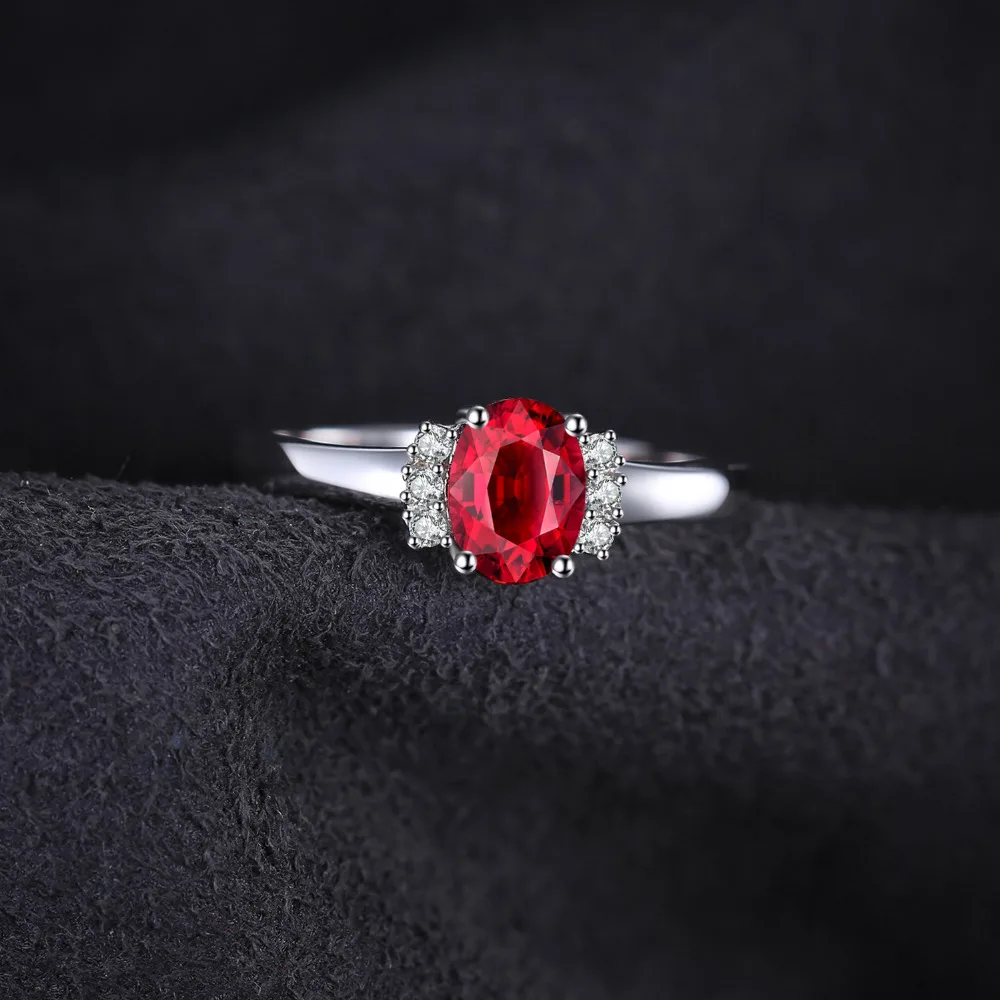 JewelryPalace anelli in argento Sterling 925 con granato rosso naturale ovale rosso per gioielli da donna con pietre preziose di fidanzamento di moda