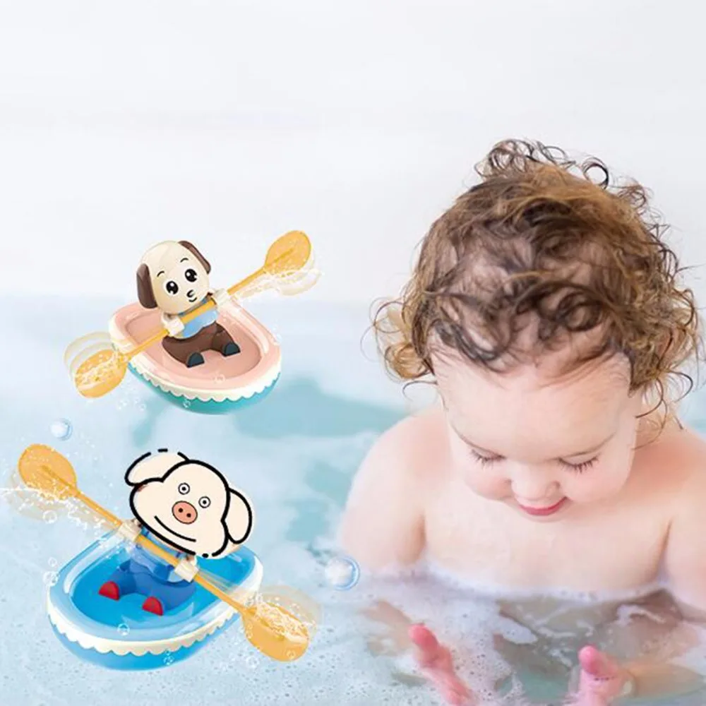 Детская игрушка для ванны, воображение, милое животное, игра в воду, потяните веревку, собака, свинья, лодка, игрушка, детские заводные игры, Пляжная игрушка для детей