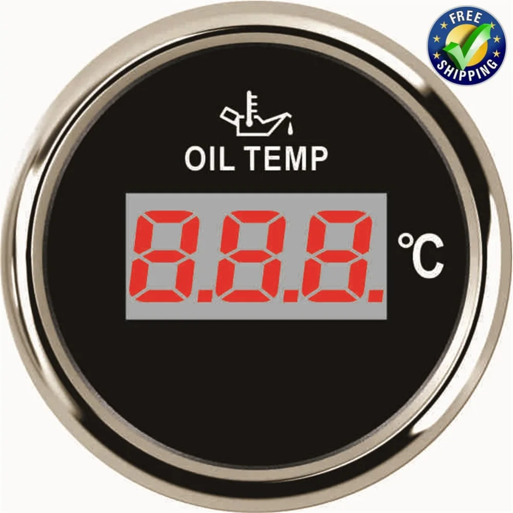 

Marine Digital Oil Temperature Gauges 52mm Engine Oil Temp Meters 50-150 Degree with Sensor for Car Truck Boat Generating Units