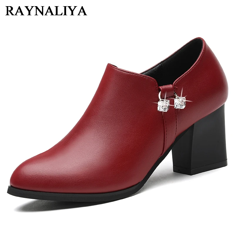 

Plus Size 35-41 New Square High Heels Pumps Pointed Toe Genuine Leather Shoes Women Ladies Sexy Chaussure Femmer YG-B0071
