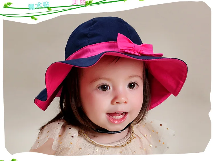 Широкие поля, летние шляпы для девочек, синяя Роза, красная бабочка, Детская шляпа, детская пляжная шляпа, Детские летние шапочки, детское ведро, хлопковые шапки