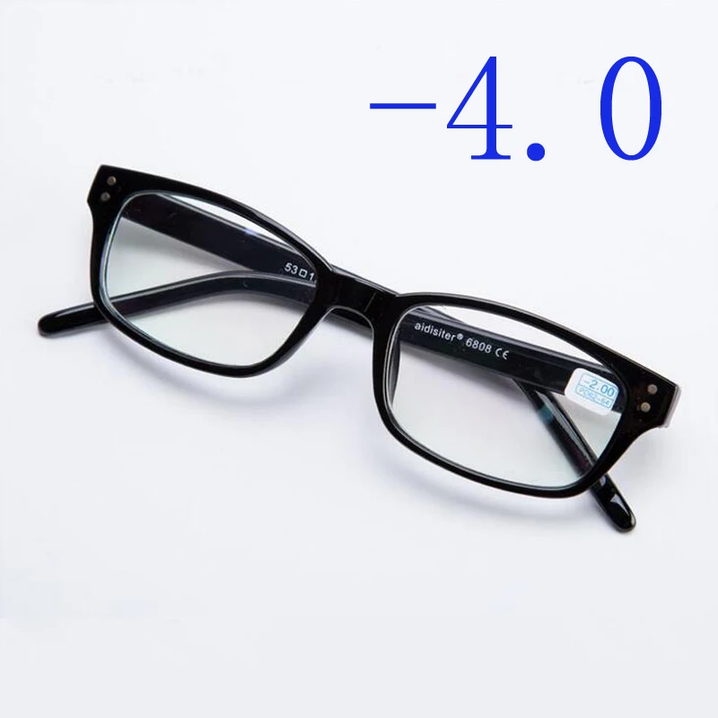 Квадратная оправа с заклепками, женские очки для близорукости, мужские Пластиковые оправы очки от близорукости-1,0-1,5-2,0-2,5-3,0-3,5-4,0 - Цвет оправы: black myopia 400