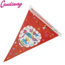 Красный шар Бумага Флаг Вымпел Баннер с днем День рождения украшения, флаги для детей Baby Shower пользу подарок поставки