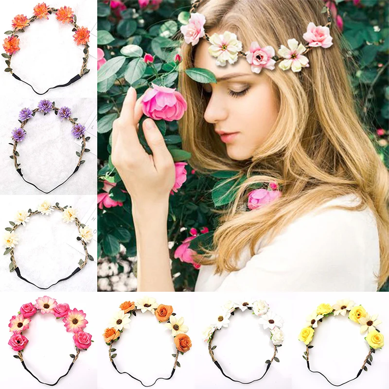 

Diademas Crown 2019 New Party 1PC Women Garland For Girls Stylish Floral Hair Accessories Artificial Flower Headband