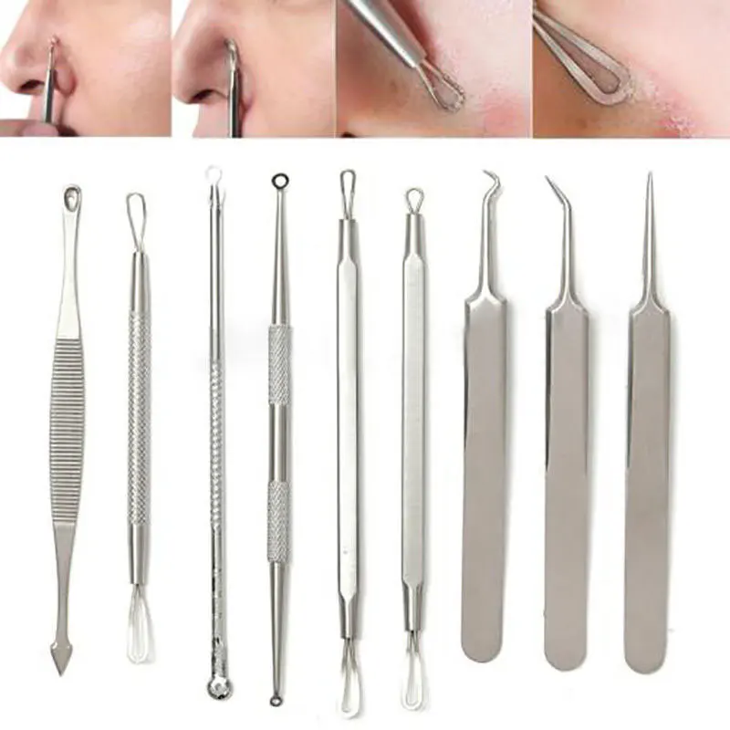 

1Set Face Cleaning Kit Stainless Pore Cleaner Acne Needle Tweezers Comedone Blackhead Eliminator Face Blackhead Remover Tool