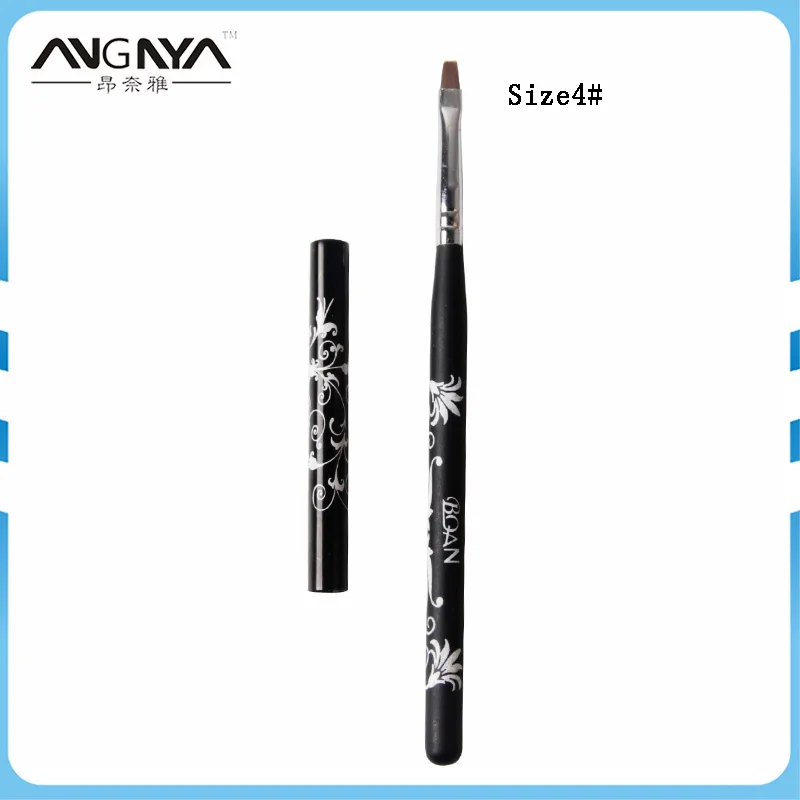 

ANGNYA Nail Art UV Gel Brush Size 4#6#8#10# Nylon Hair Flower Printing Design Wooden Handle Metal Cap Single Piece A075