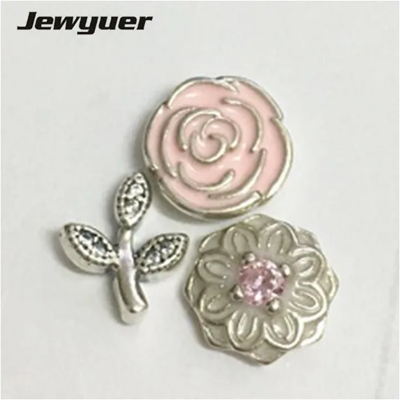 

Spring collection flowers petite Charms 925 Sterling Silver small charm beads fit floating lock Pendant necklace DIY for women