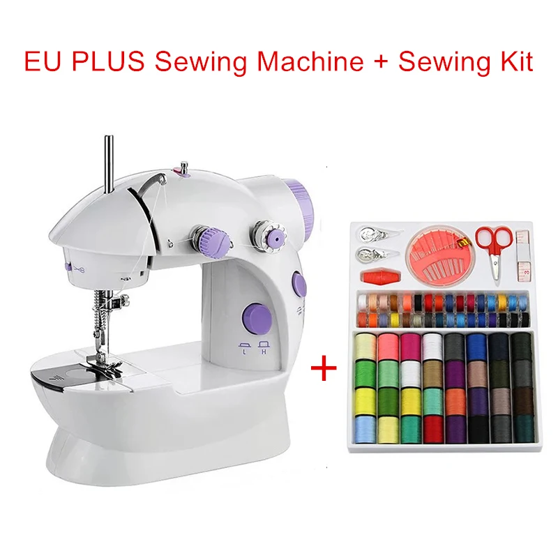 Мини Портативные Ручные Швейные машины для шитья, шитья, рукоделия, беспроводные ткани для одежды, электрическая машина для шитья, Прямая поставка - Цвет: EU White Kit