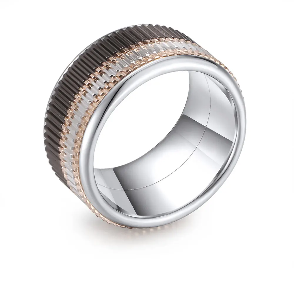 Floya, титановые кольца из нержавеющей стали, набор для женщин, сочетание, полярная симфония, группа Argent, сплайсинг, обручальное кольцо - Цвет основного камня: Band Ring