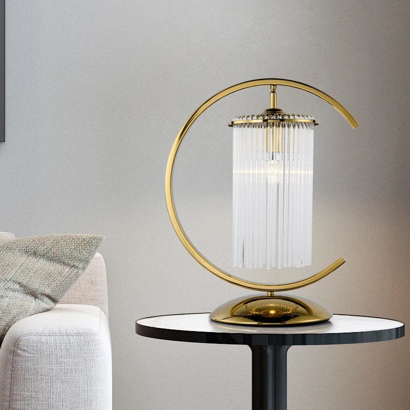 

Post-modern Simple Hardware Clear Crystal Table Lamps room living room study bedroom decoration LED reading lamp E27 led bulb