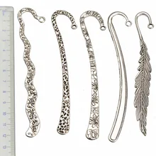 Bookmarks Papelaria Escritório Fornecedores Acessórios Para Artesanato DIY Encantos Jóias De Prata Pena Grande Curva Componentes 5 pcs