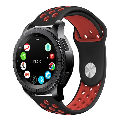 Huawei watch gt band для samsung galaxy watch active gear S3 frontier 46 мм 42 мм S2 classic 20 мм 22 мм ремешок силиконовый браслет - Цвет ремешка: black red