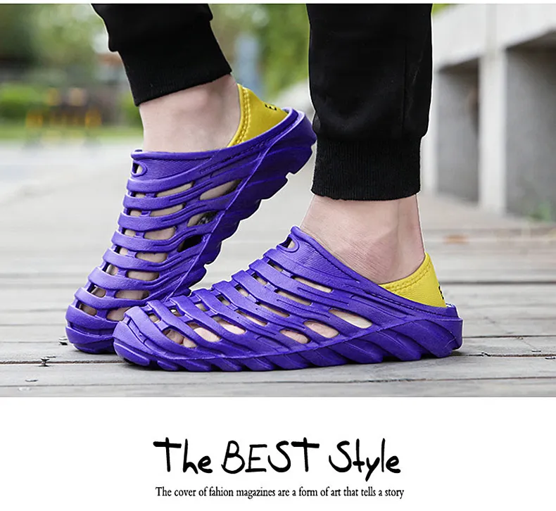 1 (20)Sandals Mesh Shoes Men Breathable Beach Slippers Sport Water Socks Hollow Aqua Wading Shoes Chaussure Homme