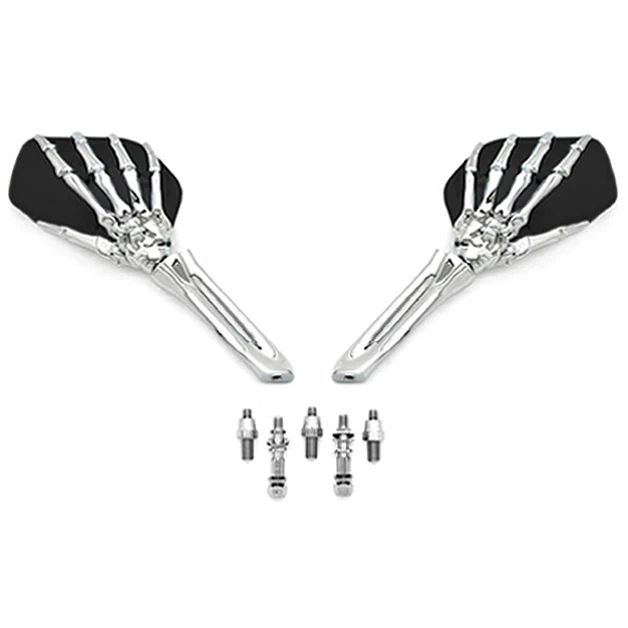 

Free Shipping Black/BlackChrome Skeleton Hand Motorcycle Mirrors For Harley Davidson Dyna Glide Fat Bob Street Bob