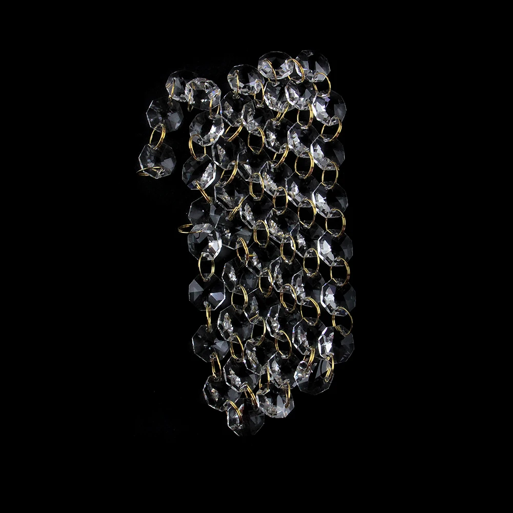 

14MM clear crystal octagon beads garland strand with golden ring connectors door/window curtain decorative partition curtain