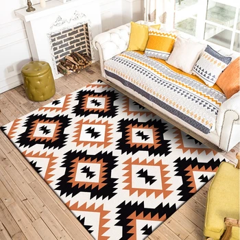 

Black And Orange Geometric Pattern Carpet 3D Printed Rugs and Carpets Living Room Coffee Table Yoga Mat Sofa Anti Skid Floor Mat